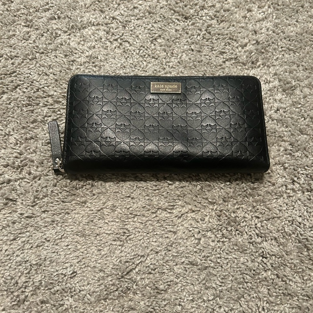 Kate Spade Black Embossed Floral Wallet